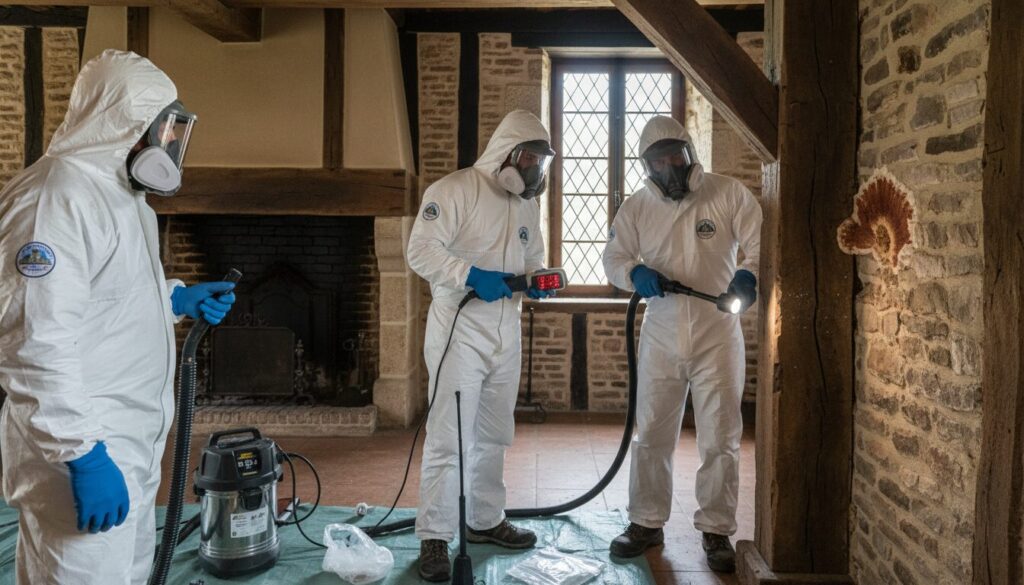 entreprise spécialisée dans le traitement de la mérule en manche, normandie. intervenants experts pour diagnostics et interventions efficaces contre les moisissures et champignons.